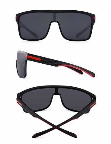 JIM HALO Polarized Shield Sunglasses Oversized Flat Top Square Glasses for Men3