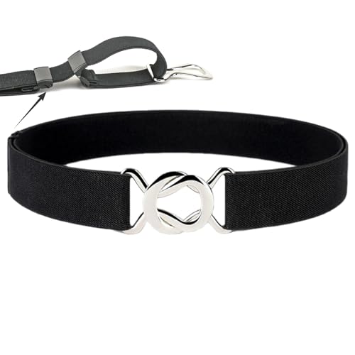 Adjustable Stretch Belt No Show Flat Buckle Women Belts for Dresses Jeans Pants Casual Belts Fits waist upto 50 Inch