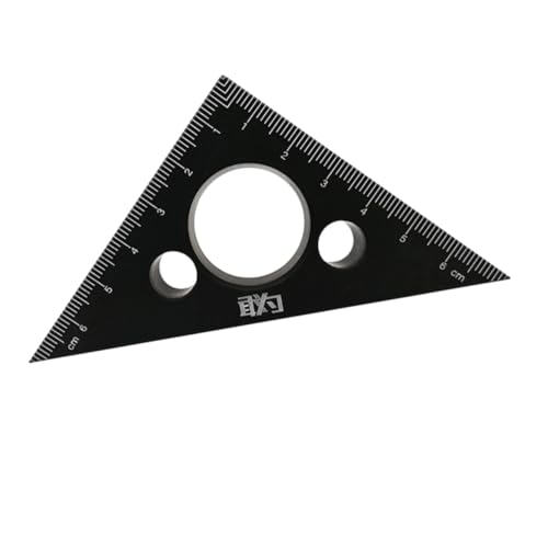 TEHAUX 1個 アルミニウム 合金 三角 定規 三角 定規 木工 定規 ブラック