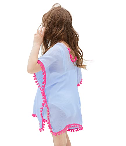 MissShorthair Girls Swim Cover Up Beach Swimwear Coverup Swimsuit Wraps with Pom Pom Trim2
