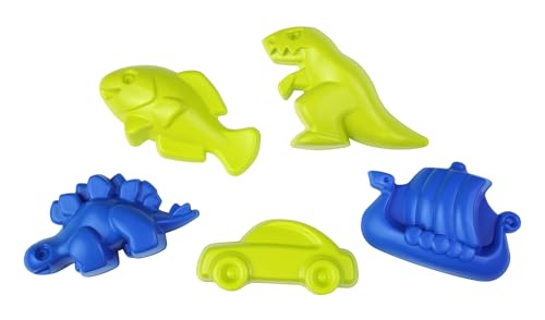 Lena Sandset, 5-teilig mit Dinos, T-Rex, Stegosaurus, Fisch, Auto und Wikingerschiff, geeignet ab 12 Monate, verpackt im Netz