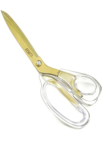 KVSATTI Scissors All Purpose Heavy Duty - Gold 9 Titanium Coated Stainless Steel Blades for Office Desk Craft Art School Classroom & Teacher Supplies Right Hand Only