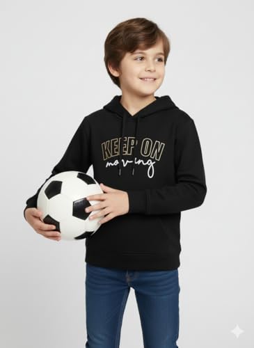 Image of Mack Jonney Boys' inchAwesome inch Printed Fleece Hoodie - Warm Winter Sweatshirt with Kangaroo Pocket -M5452