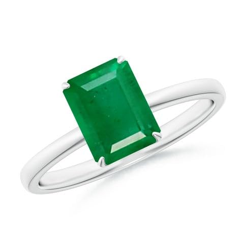 Bague solitaire plaquée or rose 18 carats sertie d'une émeraude fine