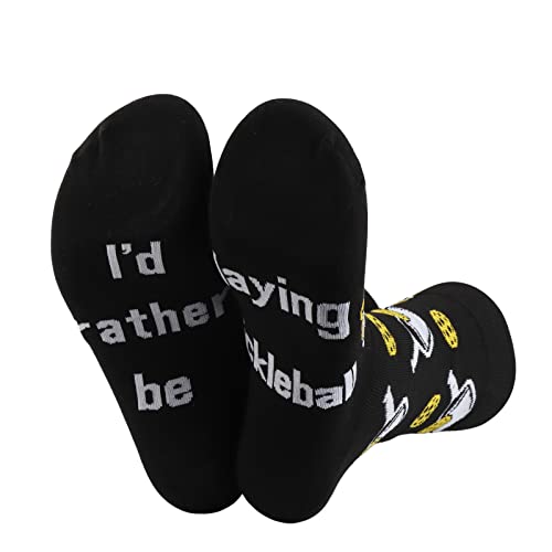 MBMSO 2 Pairs I'd Rather Be Playing Pickleball Socks - Novelty Gifts for Pickleball Lovers and Players