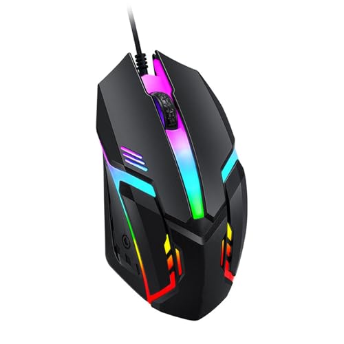 Denash RGB-Spielemaus, Kabelgebundene Gaming-Maus, 1,1 M Kabel, 3 Tasten, Tragbar, Ergonomisch, 1000 DPI, für PC für Büro