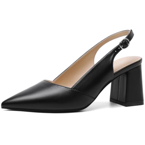 Image of Mostrin Kitten Heels for Women Slingback Pointed Closed Toe Heels Women's Pumps Shoes for Wedding, Party, Commuting