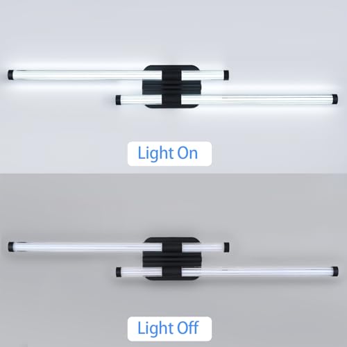 Image of LED Bathroom Vanity Light, Modern Vanity Lights Fixtures Over Mirror Wall Light for Bedroom Living Room, Cool White 6000K (Black, 31.5-Inch)