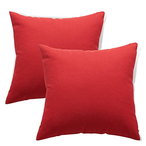 2 Paquets Housse de Coussin Exterieur Impermeable en Décoratif Canapé Taie d'oreiller,Housse de Coussin Jardin Carré,Decoration Salon Chambre Canapé Taie Oreillers Maison Decor Lavable 45X45CM(Rouge) Cover