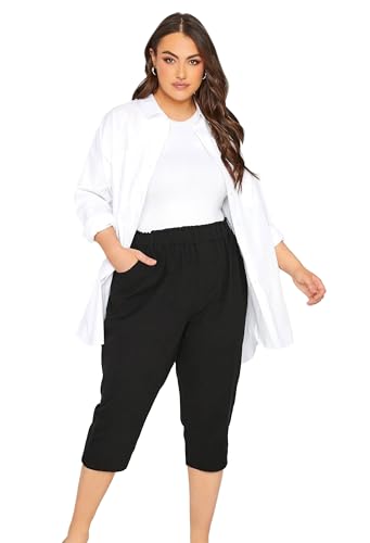 Yours Curve Cropped Stretch Joggers - Women's - Plus Size Curve Black