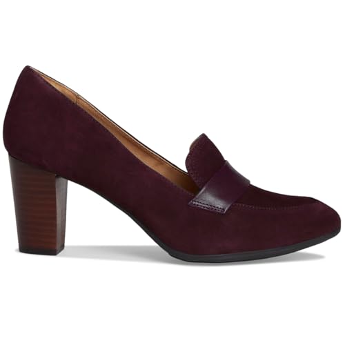 Image of SHODENSE Women Chunky Kitten Heel Pumps Shoes Round Closed Toe Slip On Suede Penny Loafers Matte Block Mid Heels Dress Loafer Almond Toe Comfort Oxford Shoes Office Work Classic Elegant 4-11 M US