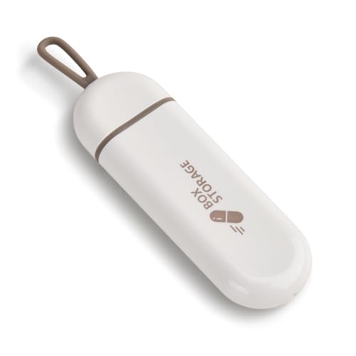 Pastillero pequeño para viajes, pastillero para vitaminas, medicamentos, píldoras, buen rendimiento de sellado, conservación de propiedades medicinales. (blanco gris)