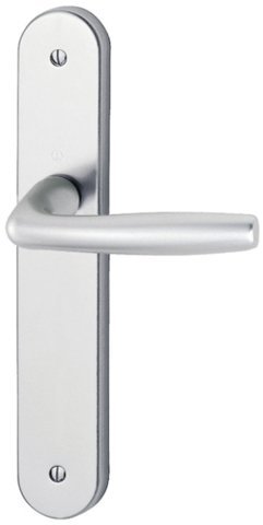 Poignée sur plaque argent - Bec de cane - 186 mm - San Diego - Hoppe et cie