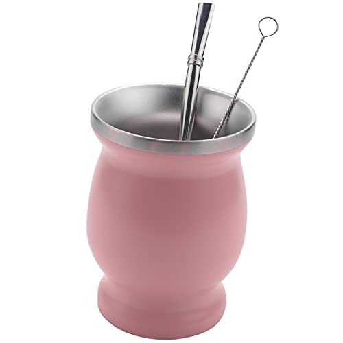 SNOWINSPRING Yerba Mate KüRbis - Juego de tazas de té de doble pared (acero inoxidable, 1 bombilla, pajita de paja…