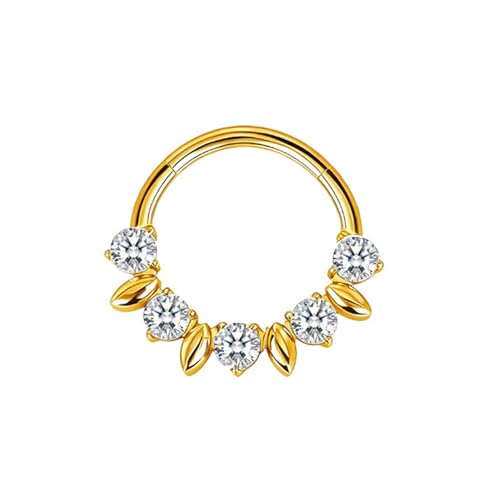 Oxxggkao Elegante piercing para la nariz, accesorio juvenil con incrustaciones de diamantes incrustados, aretes para el cuerpo para ocasiones elegantes, anillos resistentes