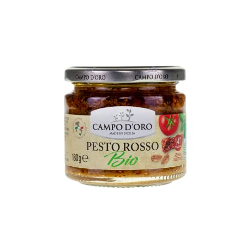 PESTO ROJO ECOLÓGICO CON TOMATE FRESCO 180 GR. Producto orgánico siciliano con tomates frescos, albahaca, almendras y tofu. 100% Made in Italy Cover