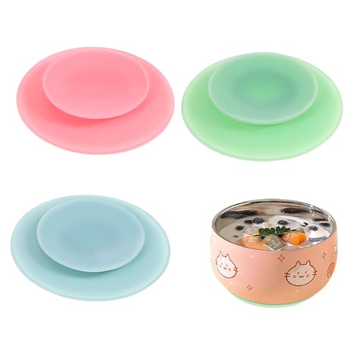 UTHCLO 3個 シリコン製吸盤パッド 両面吸着で食器固定 幼児 高齢者向けテーブルウェア滑り止め 携帯便利で清掃簡単 無臭の再利用可能アイ