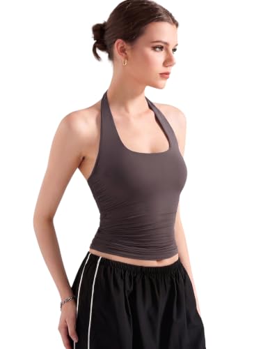Image of Nexsus Apparels Women's Halter Neck Crop Top| Sleeveless Squre Neck Fitted Cami Top | Casual Wear Top | Available in Plus Sizes
