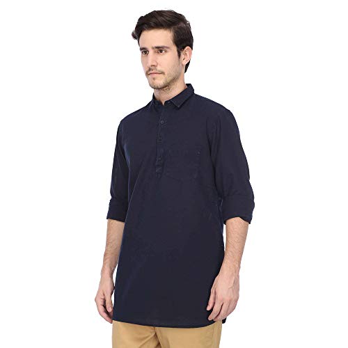 Image of Ethnix by Raymond Men's Cotton Kurta (RTHA00095-B9 Fancy Blue 108)