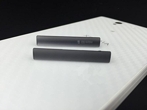 Gametow 1 USB Charger Cap Plus Micro SD Memory Card Slot Cover for Sony Xperia Z3 Compact D5833/D5803 - Black