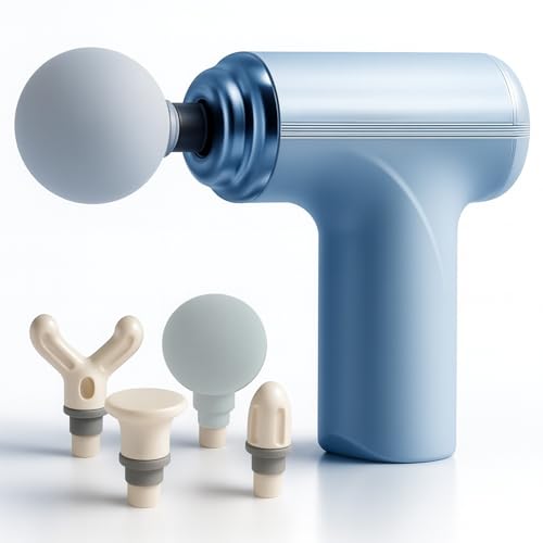 Image of Electric Deep Tissue Massage Gun with 6 Speed Levels & 4 Interchangeable Heads, High-Torque Motor, Low Noise, Portable Muscle Recovery Massager for Body Pain Relief