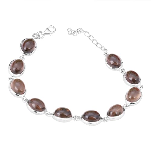 Bracelet à quartz fumé de créateur en argent sterling 925