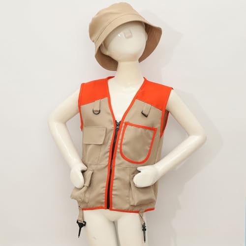 Kaerm Kids Outdoor Adventure Kit Sleeveless Color Block Vest with Hat for Holiday Hiking Trips Camping Cosplay2