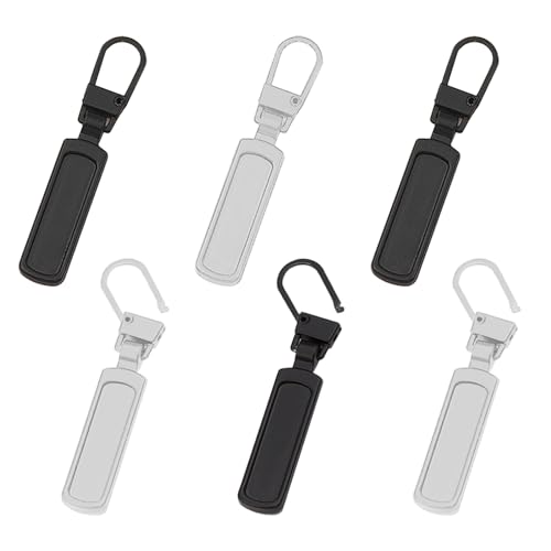 vgggrd 6 Stück Ersatzteile Reißverschluss Zipper, Universal Reißverschluss Zipper für Koffer Mantel Stiefel Jackenrucksäcke (Schwarz und Silber)