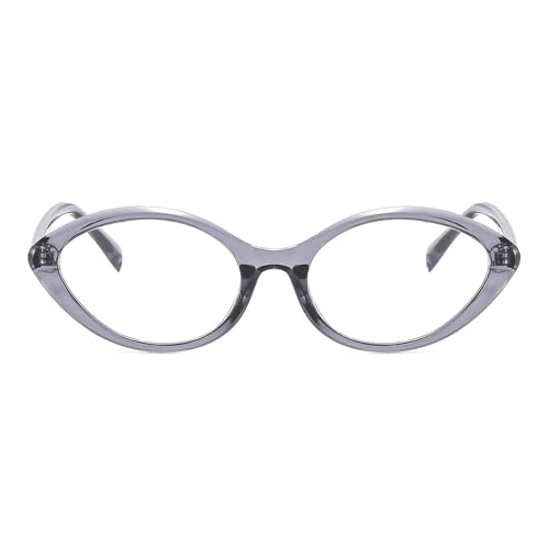 Image of LJCZKA Oval Blue Light Blocking Glasses Women Retro Small Cat Eye Frame Computer Eyeglasses Anti Eyestrain Clear Lens