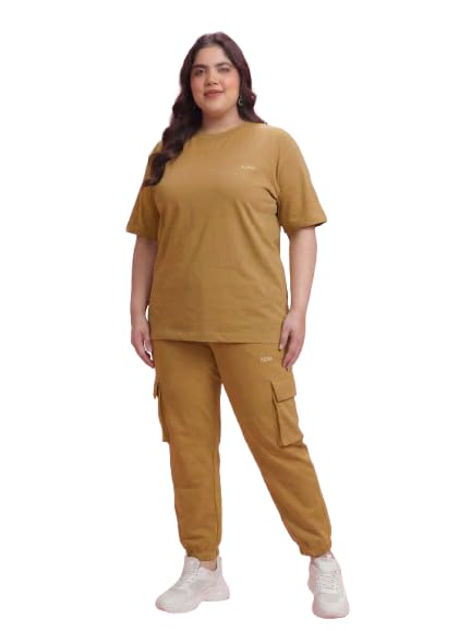 Image of Kepa Plus Size Summer Co Ord Set for Women | Top and Lower Set with Stretchable Waistband | Stylish Airport Outfit for Women | Western Track Suit Co-Ord Set for Casual Wear