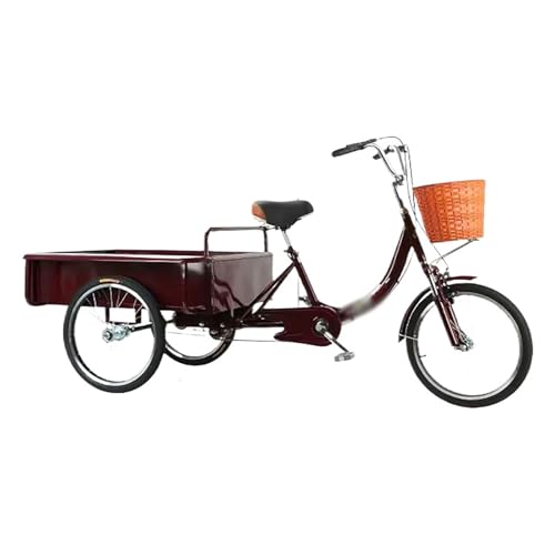 KIBONCY Triciclo For Personas Mayores con Sistema De Doble Cadena, Bicicleta De Carga De 3 Ruedas, Caja De Carga Trasera Grande, Neumáticos Anchos Antideslizantes, Diseño De Marco(Style9A)
