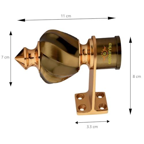 Image of Aluminium Antique Curtain Bracket Parda Holder Support 1 Inch Rod Pocket Finials Designer Door and Window Support Fittings (Pack of 1 Pair, Design 1)