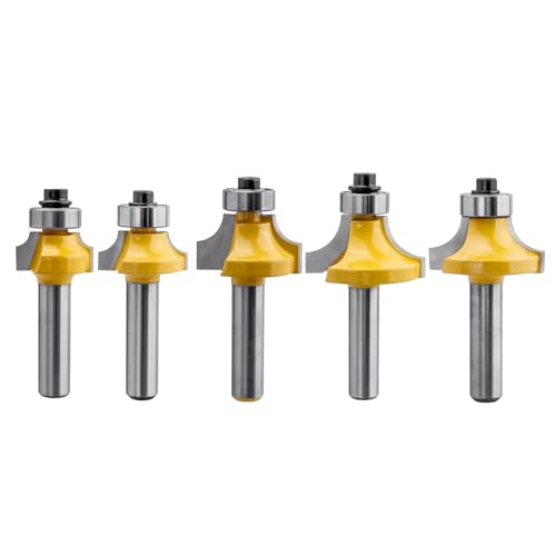 Image of Bestgle 5Pcs 8mm Shank Round Over Edging Router Bits Woodworking Corner Rounding Edging Milling Cutter Tool
