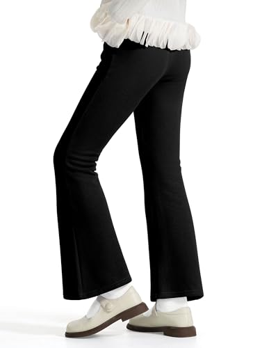 Witwot Girls Flare Pants Casual Elastic Waist Bell Bottom Leggings Long Trousers, Black 7-8 Years3