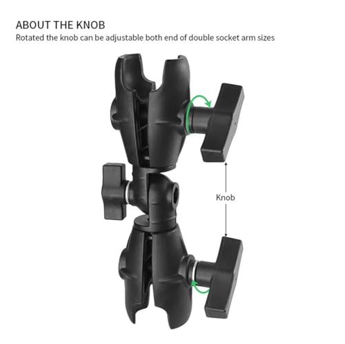 Image of Strg 1.5 inch Ball Double Socket Arm, 8.1 inch Length Double Socket Swivel Arm Powerful Clamp Compatible with RAM Mount 1.5 Inches /C Size / 38mm Ball Mounts