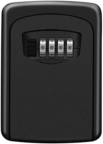KeeKit Key Lock Box, 4 Digit Combination Key Storage Lock Box, Wall Mount Key Safe Box, 5 Key Capacity Waterproof for The Keys of Car, House, Warehouse, Office, Indoor & Outdoor – Black