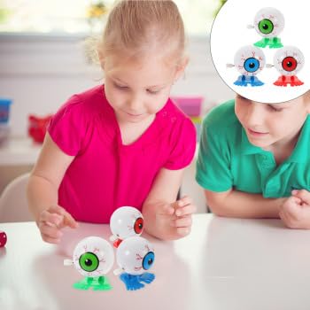 JOINPAYA 3Pcs Plastic Wind Up Eyeballs Plaything: Mini Jumping Walking Eyeballs Eyes Shaped Clockwork Bouncy Halloween Party