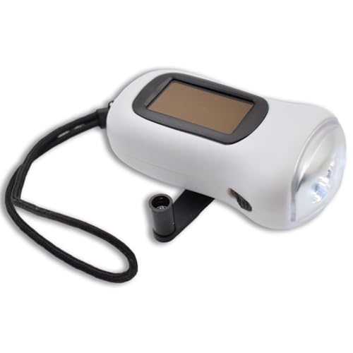 The Glowhouse Lampe torche LED à remonter - Blanc - 5,5 x 5,5 x 4 cm - LED - Rechargeable - Manuel (manivelle) - Lanterne électrique - Lampe de poche