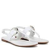 Naturalizer Womens Taylor T-Strap Slingback Flat Sandal White Leather 9 M