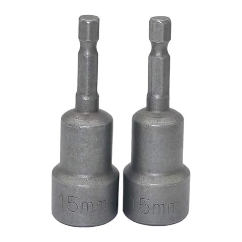 15mm Hex Shank Magnetic Nut Driver Power Screw Drill Bits Socket Wrench Tools 2Pcs Cover