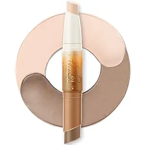 FOCALLURE 2 in 1 Cream Bronzer and Highlighter Stick,Non-greasy & Non-drying Contour Makeup Pencil,Easy to Create a Natural Matte Finishing with Highly Formula,Long Lasting & Waterproof Face Brighten 