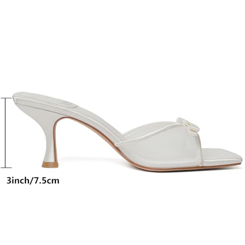 Image of Mostrin Kitten Heels for Women Round Toe Heels With Bow Vintage Mules Sexy Slip on Stiletto Backless Sandals for Party Daily