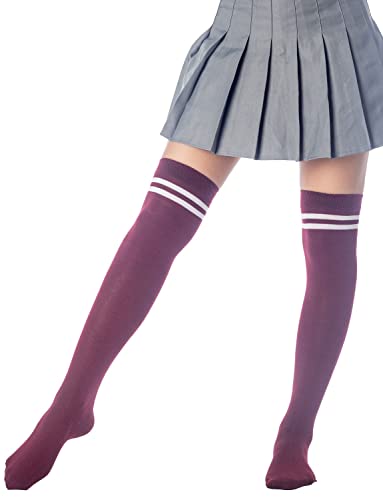 Image of iB-iP Women's Football Style Stripes Sports Thigh High Long Socks