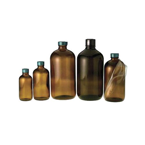 Qorpak GLA-00956 Safety Coated Boston Round Bottle with 33-400 Neck Finish, 32 oz, Amber (Pack of 30)