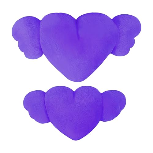 Samuliy Almohada con alas de ángel en forma de corazón, 2 almohadas para reposacabezas de coche con alas | Bonito reposacabezas para cama, sofá