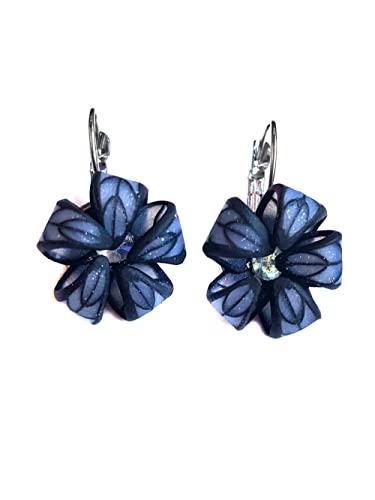 Orecchini piccoli in argilla polimerica nera fatti a mano pezzo unico, regalo originale, regalo di compleanno