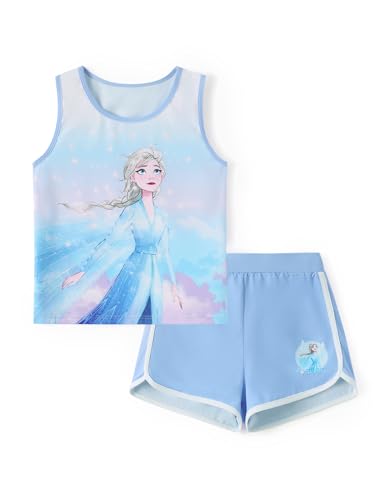 Image of Disney Stitch丨 Frozen丨 Minnie Mouse丨Princess丨Winnie Tank Top+Dolphin Shorts Girls Outfits Workout Athletic Set Summer