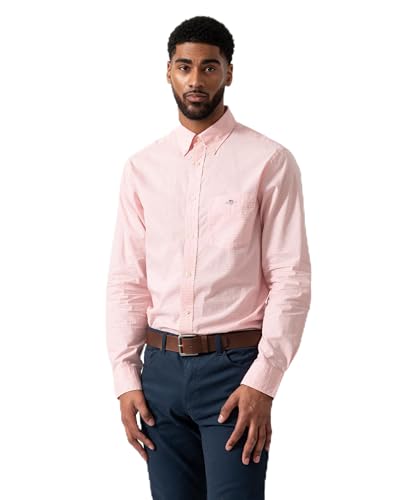 GANT Men's Reg Classic Poplin Gingham Shirt, Washed Pink, XL