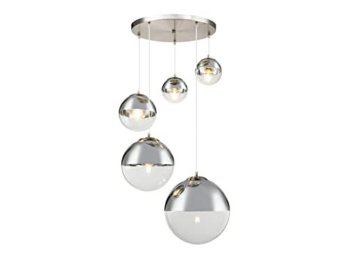 Design Decken Pendel Leuchte Glas Kugel Strahler chrom Wohn Zimmer Hänge Lampe klar Globo 15851-5