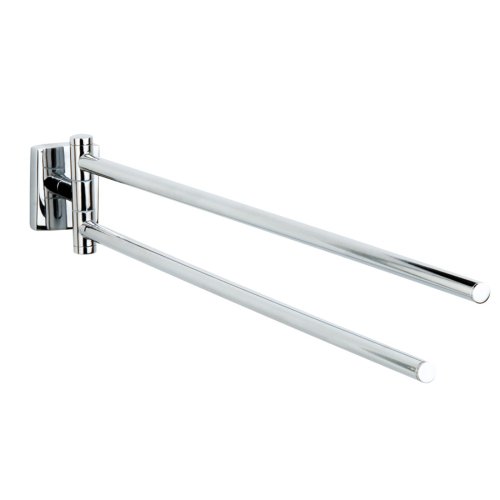 Preisvergleich Produktbild Nie Wieder Bohren klaam Design-Handtuchhalter, inkl. Klebelösung, verchromt, garantiert rostfrei, 2 schwenkbare Arme, 82mm x 46mm x 460mm